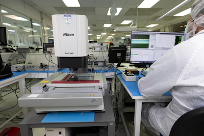 Process control monitors include optical metrology at Promex using a Nikon INEXIV vision measurement system. At the tolerances required by today's sensor-integrated medical devices, measurement is not a final inspection step — it is an integral part of the manufacturing process itself.