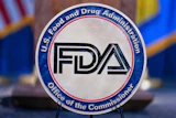 The Food and Drug Administration seal is seen at the Hubert Humphrey Building Auditorium in Washington, April 22, 2025.