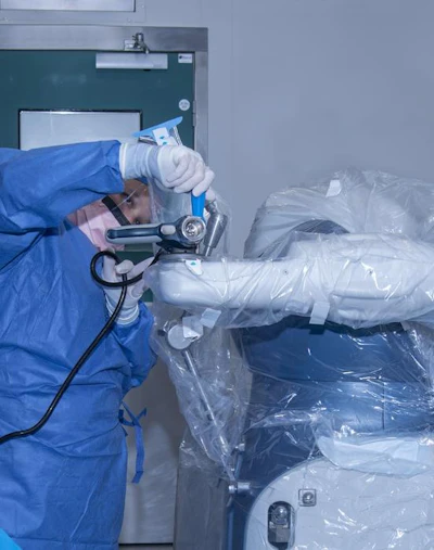 Mako system being prepped for surgery.