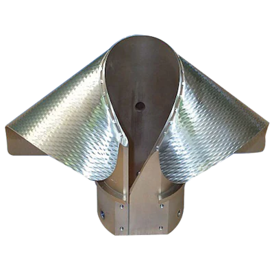 TOSS forming shoulder for VFFS machines to transform a single layer of film into a tube which is then filled with product and sealed to form packaging.