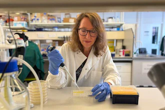 Senior author Professor Jennifer Rohn (UCL Division of Medicine) pipetting in her laboratory.