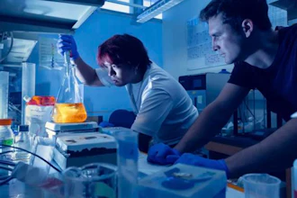 Undergraduate Collin Vergel de Dios inoculates a culture to purify optogenetic proteins under the guidance of graduate student Alex Maynard.