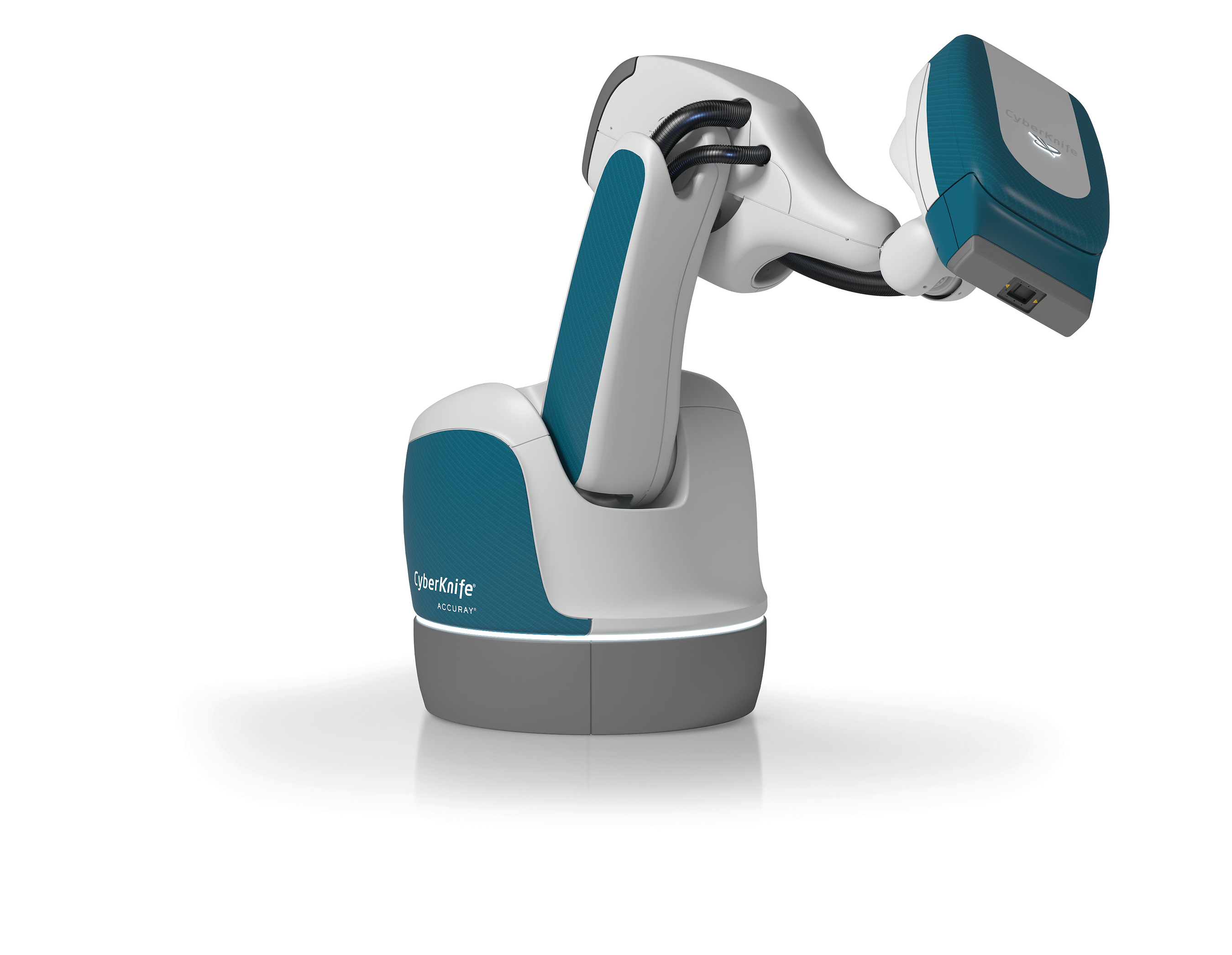 Stäubli collaborative robotic arm with teal and white design featuring articulated joints and gripper end-effector