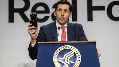 Calley Means, senior advisor for the U.S. Department of Health and Human Services, delivers remarks at HHS Headquarters in Washington, Feb. 11, 2026.