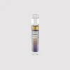 Cylindrical water filter cartridge with blue and gold striped design and clear housing
