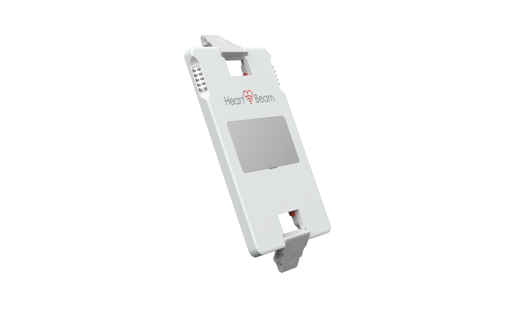 HeartBeam portable cardiac monitoring device with display screen and mounting bracket